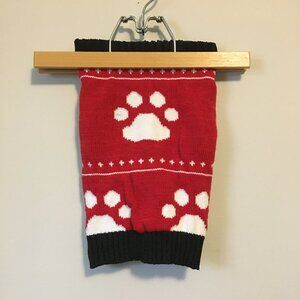 Black Quilted 'Fetch' Dog Hoodie + Doggy Paw Knit Sweater